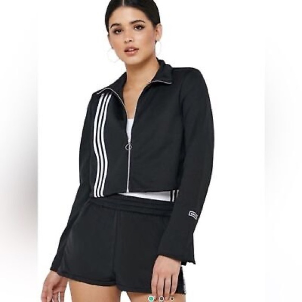 Black Track Jacket and Shorts Set